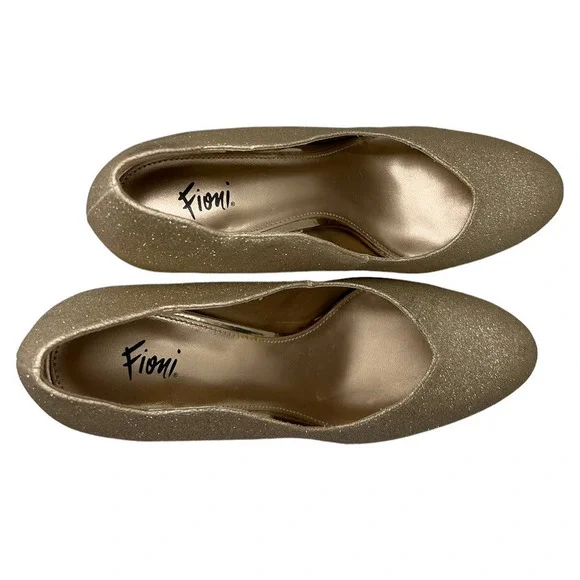 Fioni Gold Sparkle Scallop Pump Heels Size 6 1/2 - Picture 4 of 6